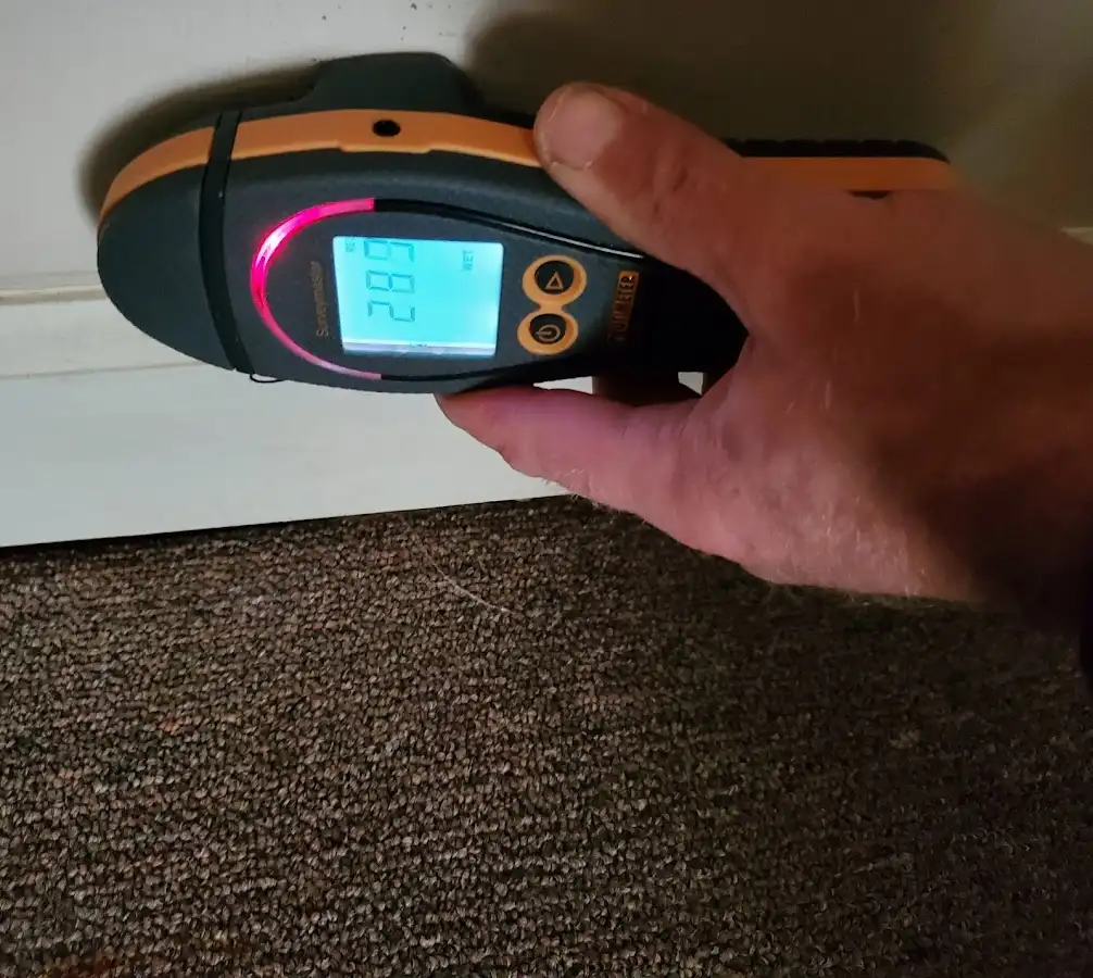 Moisture detection at baseboard during Burst Pipe Cleanup in Corvallis